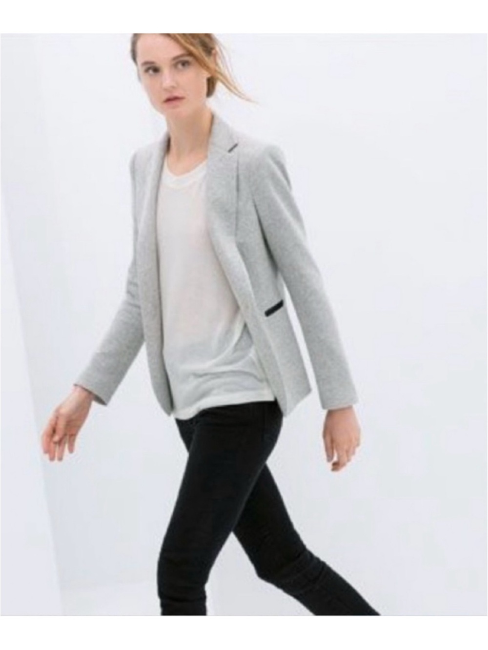 Zara Light Gray Blazer with Elbow Patches